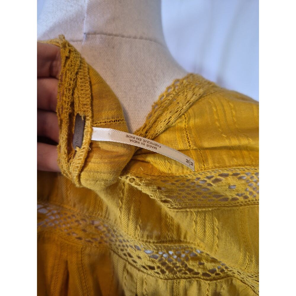 Free People Follow Your Heart Embroidered Crop Top in Gold Medium - Picture 13 of 13